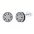 wholesale 925 Sterling Silver Celtic Knot Oxidized Black Round Stud Earrings-0-0