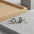 wholesale 925 Sterling Silver Viking Rune Celtic Triquetra Knot Oxidized Stud Earrings-0-1