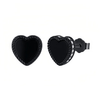 wholesale 925 Sterling Silver Black Gold Plated Heart Pave Cz Stud Earrings-Love onyx-Love onyx