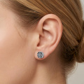 wholesale 925 Sterling Silver Jerusalem Cross Stud Earrings Black Oxidized Zircon Accents-0-3