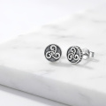 wholesale 925 Sterling Silver Oxidized Celtic Triskelion Triquetra Rune Round Stud Earrings-0-1