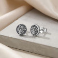 wholesale 925 Sterling Silver Viking Wolf Head Rune Oxidized Stud Earrings-0-2