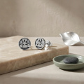 wholesale 925 Sterling Silver Viking Thor Hammer Mjolnir Rune Platinum Plated Oxidized Stud Earrings-0-1