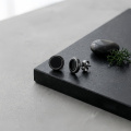 wholesale 925 Sterling Silver Black Gold Plated Round Black Onyx Stud Earrings-0-2