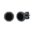 wholesale 925 Sterling Silver Black Gold Plated Round Black Onyx Stud Earrings-0-0