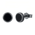 wholesale 925 Sterling Silver Black Onyx Round Stud Earrings Black Gold Plated-0-0