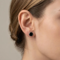 wholesale 925 Sterling Silver Black Onyx Round Stud Earrings Black Gold Plated-0-3