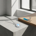 wholesale 925 Sterling Silver Teardrop Pendant With Blue Opal And Crystal Accents Chain Included-0-1