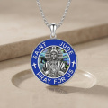 wholesale 925 Sterling Silver Saint Jude Pendant Blue Charm Necklace-0-1