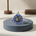 wholesale 925 Sterling Silver Saint Michael Archangel Pendant Necklace Oxidized Blue Enamel Chain-0-2