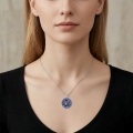 wholesale 925 Sterling Silver Saint Michael Archangel Pendant Necklace Oxidized Blue Enamel Chain-0-3