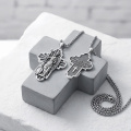 wholesale 925 Sterling Silver Archangel Raphael Cross Pendant Necklace Oxidized Vintage Religious Gift-0-1