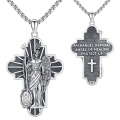 wholesale 925 Sterling Silver Archangel Raphael Cross Pendant Necklace Oxidized Vintage Religious Gift-0-0