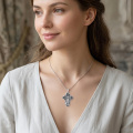 wholesale 925 Sterling Silver Archangel Raphael Cross Pendant Necklace Oxidized Vintage Religious Gift-0-3