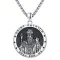 wholesale 925 Sterling Silver St Patrick Catholic Medal Pendant Necklace-0-0