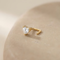 wholesale 14k Gold Moissanite Nose Stud Prong Set Round Stone Piercing Jewelry-0-1