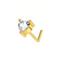 wholesale 14k Gold Moissanite Nose Stud Prong Set Round Stone Piercing Jewelry-0-0