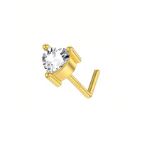 wholesale 14k Gold Moissanite Nose Stud Prong Set Round Stone Piercing Jewelry-Heart