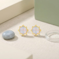 wholesale 14k Gold Eight Pointed Star Opal Stud Earrings-0-2