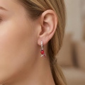 wholesale 925 Sterling Silver Red Cardinal Bird Cz Enamel Drop Earrings For Women-0-3
