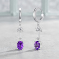 wholesale 925 Sterling Silver Oval Amethyst Drop Earrings-0-1
