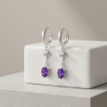 wholesale 925 Sterling Silver Oval Amethyst Drop Earrings-0-2