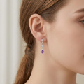 wholesale 925 Sterling Silver Oval Amethyst Drop Earrings-0-3
