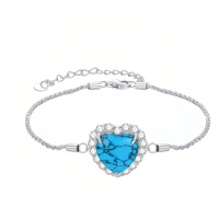 wholesale 925 Sterling Silver Heart Turquoise Bracelet-Heart C