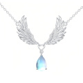 wholesale 925 Sterling Silver Angel Wing Pendant Necklace Wholesale With Moonstone Drop-0-0