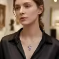 wholesale 925 Sterling Silver Elegant  Dragon Pendant Necklace with Purple Enamel Wings and Amethyst Gemstone-0-3