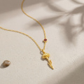 wholesale 925 Sterling Silver Flower Pendant Necklace Wholesale With Red Gemstone-0-1
