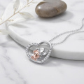 wholesale 925 Sterling Silver Heart Necklace Wholesale With Engraved Elephant-0-1