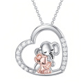 wholesale 925 Sterling Silver Heart Necklace Wholesale With Engraved Elephant-0-0