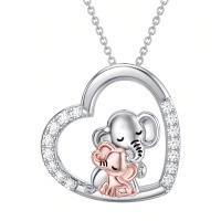 wholesale 925 Sterling Silver Heart Necklace Wholesale With Engraved Elephant-02-01-Elephant