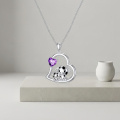 wholesale 925 Sterling Silver Cute Cow Heart Pendant Necklace-0-2