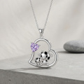 wholesale 925 Sterling Silver Heart Pendant With Crystal And Cow Charm-0-2