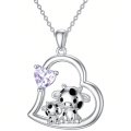 wholesale 925 Sterling Silver Heart Pendant With Crystal And Cow Charm-0-0