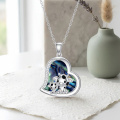wholesale 925 Sterling Silver Engraved Mother And Baby Cow Heart Shaped Pendant-0-2