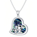 wholesale 925 Sterling Silver Engraved Mother And Baby Cow Heart Shaped Pendant-0-0