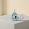 wholesale 925 Sterling Silver Cow Pendant Necklace Wholesale With Turquoise Inlay And Crystal Accents-0-1