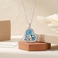 wholesale 925 Sterling Silver Cow Pendant Necklace Wholesale With Turquoise Inlay And Crystal Accents-0-2