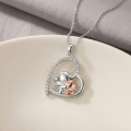 wholesale 925 Sterling Silver Mother And Baby Elephant Pendant Necklace With Diamonds-0-2