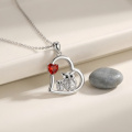 wholesale 925 Sterling Silver Heart Owl Pendant With Red Heart Charm-0-1