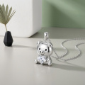wholesale 925 Sterling Silver Cute Pig Holding Heart Zircon Pendant Necklace-0-1