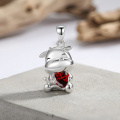 wholesale 925 Sterling Silver Cute Cow Holding Red Heart Charm-0-1