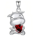 wholesale 925 Sterling Silver Cute Cow Holding Red Heart Charm-0-0