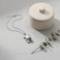 wholesale 925 Sterling Silver Cute Bull Pendant With Green Gemstone Necklace-0-1