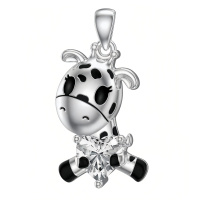 wholesale 925 Sterling Silver Giraffe Pendant With Heart Zircon-08-01-Giraffe-08-01-Giraffe Without Chain