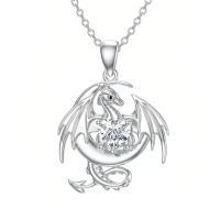 wholesale 925 Sterling Silver Dragon Heart Zircon Pendant Necklace For Women-07-01-Dragon-07-01-Dragon