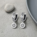 wholesale 925 Sterling Silver Norse Valknut Charm Huggies With Cz Zircon Huggie Earrings-0-2